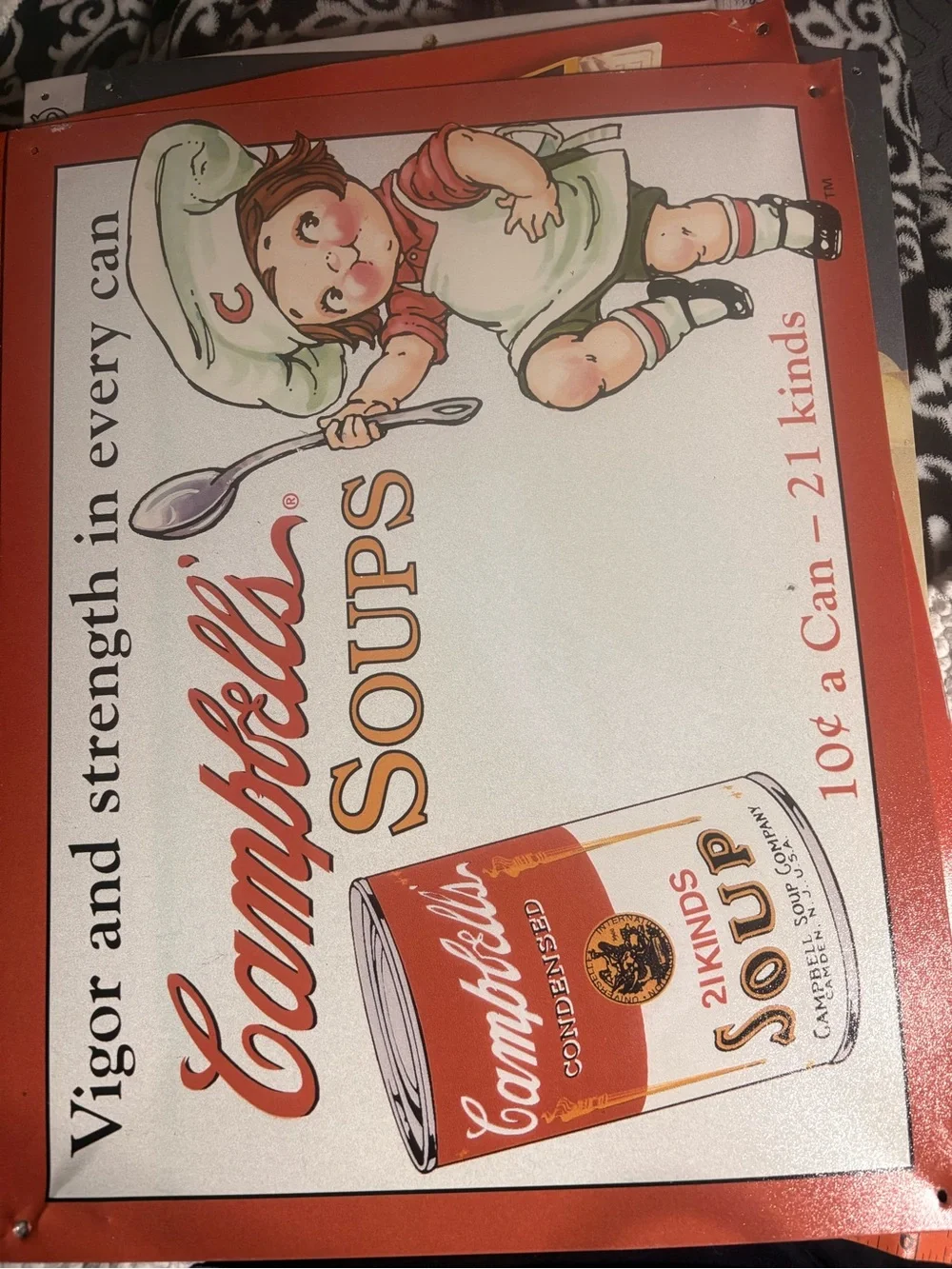 Vintage Soup - Red and White Decorative Sign